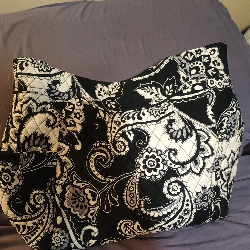 Vera Bradley Floral Black and White Tote Bag - Picture 2 of 3